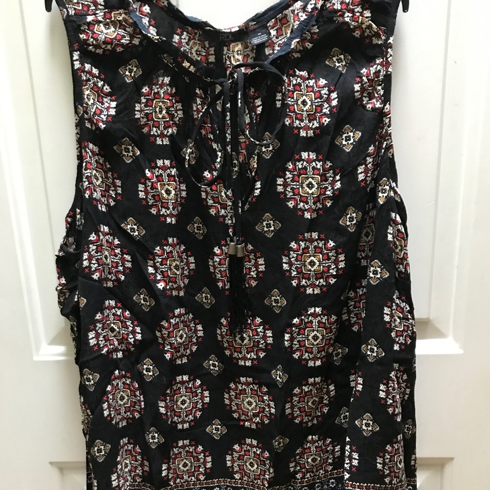 RDI sleeveless blouse tank tassles 1X 2X S16